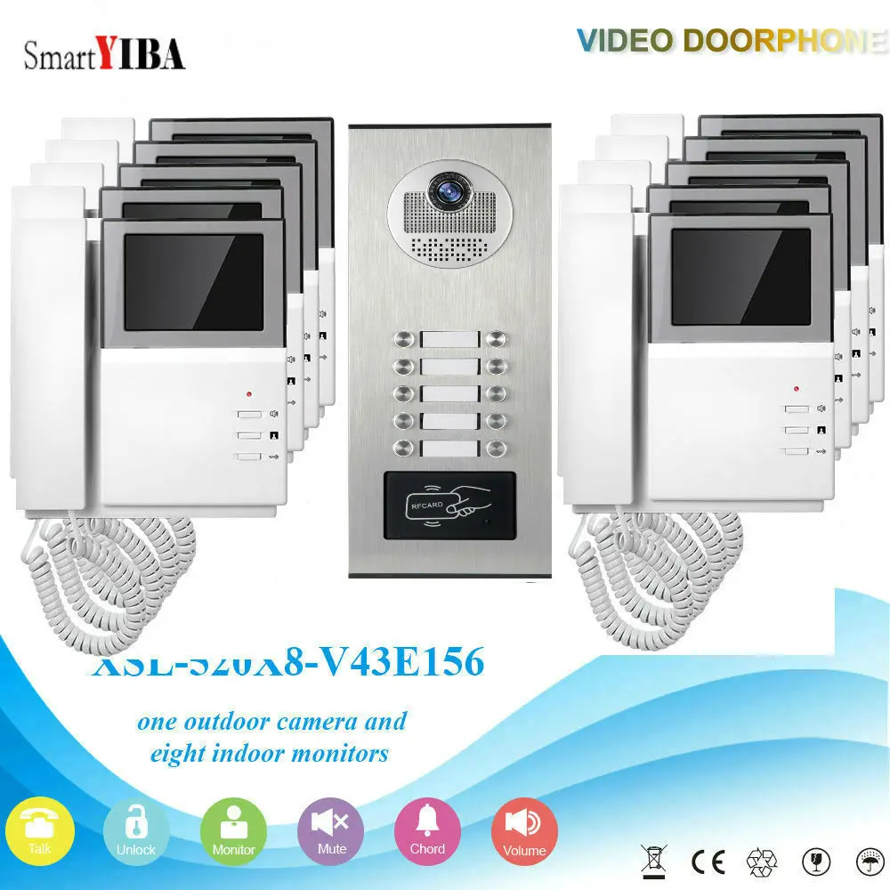 Домофон SmartYIBA RFID для дома домофон с камерой квартиры 6/8/10/12 ручных мониторов |
