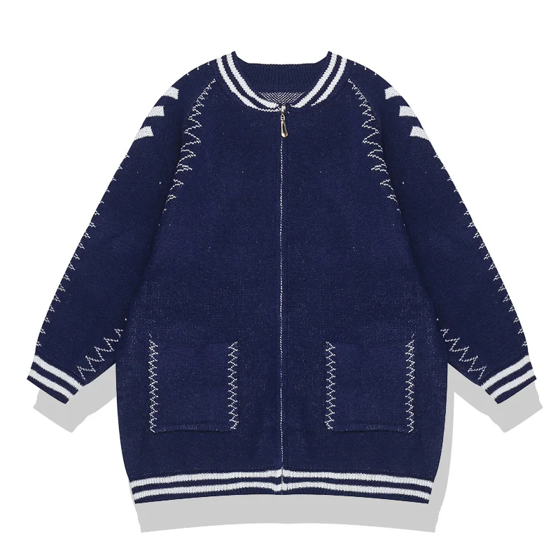 PERHAPS U Women Navy Apricot Red Patchwork Embroidery Zipper Pocket Knitted Loose Long Sweater Cardigans Crewneck Coat M0119
PERHAPS U Women Navy Apricot Red Patchwork Embroidery Zipper Pocket Knitted Loose Long Sweater Cardigans Crewneck Coat M0119