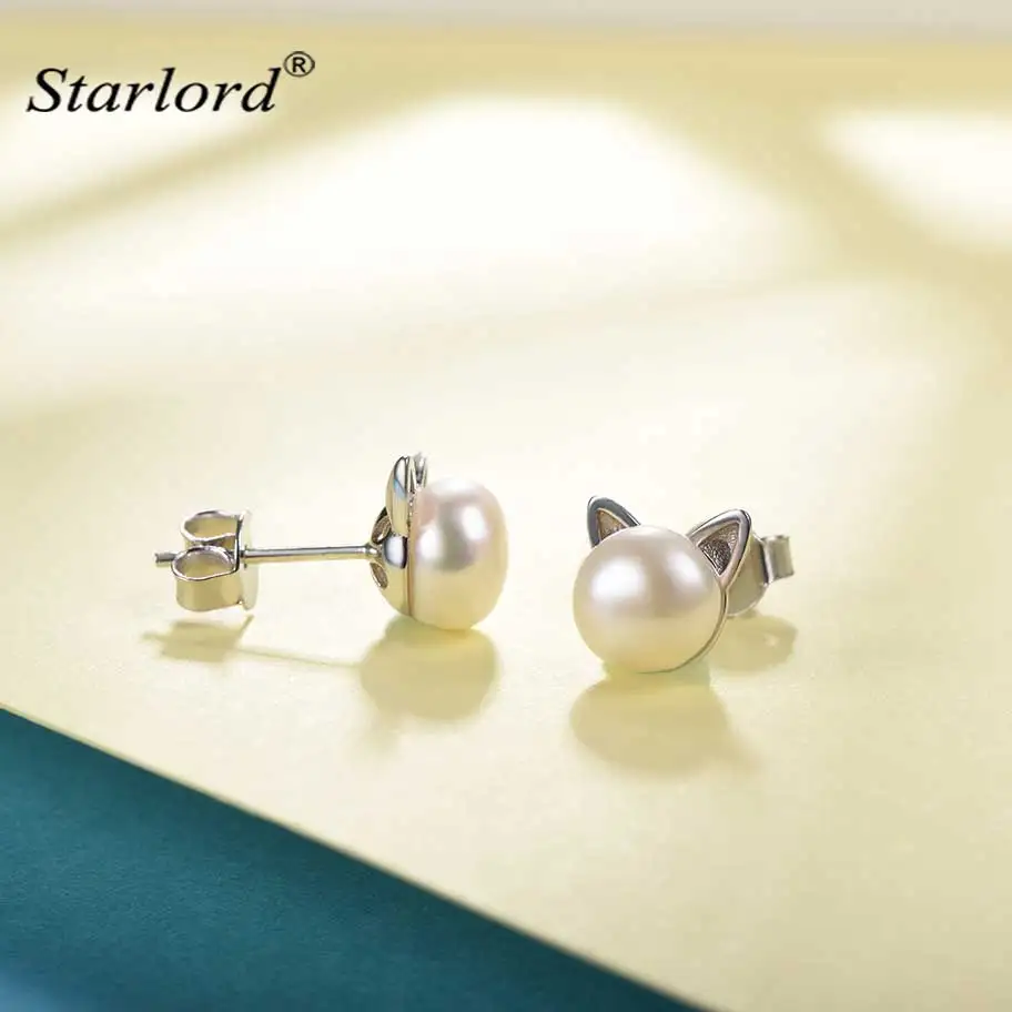 Pearl Cat Stud Earrings 925 Sterling Silver Cat Ears&Freshwater Pearl Cute Cat Ears Pearl Stud Earrings E6008B
Pearl Cat Stud Earrings 925 Sterling Silver Cat Ears&Freshwater Pearl Cute Cat Ears Pearl Stud Earrings E6008B