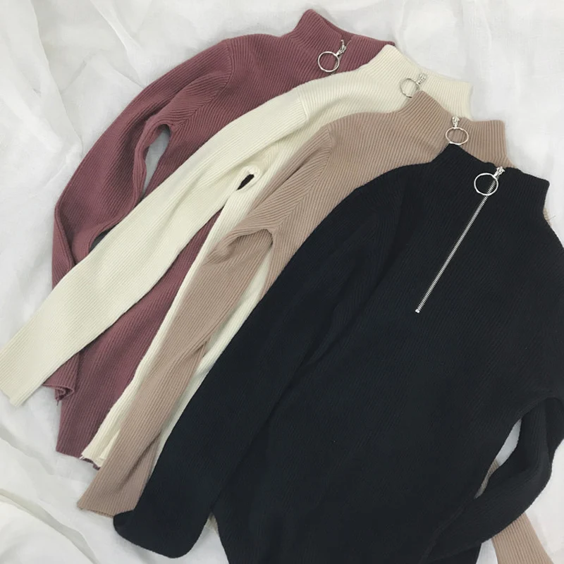 2018 Autumn New Women Long Sleeve High Quality Zipper Turtleneck Solid Women Sweaters Casual Slim Tops Sweater
2018 Autumn New Women Long Sleeve High Quality Zipper Turtleneck Solid Women Sweaters Casual Slim Tops Sweater