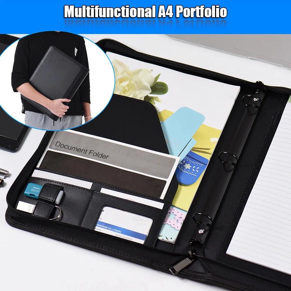 A4 PU Leather Document Folder Office Supplies Business Portfolio Padfolio Folder Document Case Organizer Zippered Closure
A4 PU Leather Document Folder Office Supplies Business Portfolio Padfolio Folder Document Case Organizer Zippered Closure