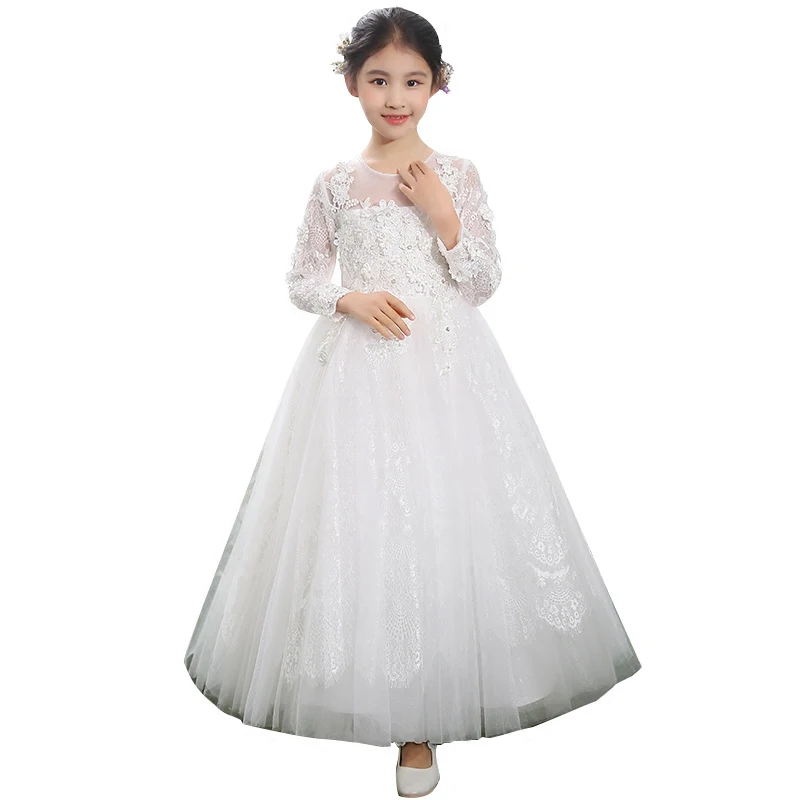 Autumn spring Elegant Pure White Color Birthday Wedding Party Princess Lace Flowers Dress For Children Girls Luxury Host Dress
Autumn spring Elegant Pure White Color Birthday Wedding Party Princess Lace Flowers Dress For Children Girls Luxury Host Dress