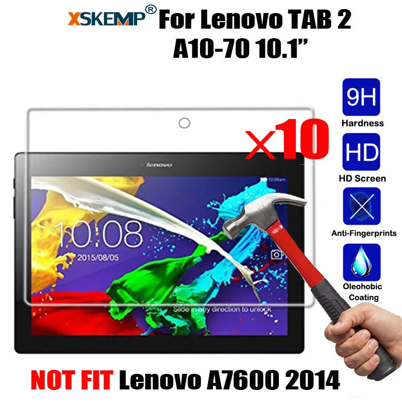 XSKEMP 10 шт./лот Экран протектор Закаленное Стекло для lenovo Tab 2 1 (A10 70F A10 70LC 2016)