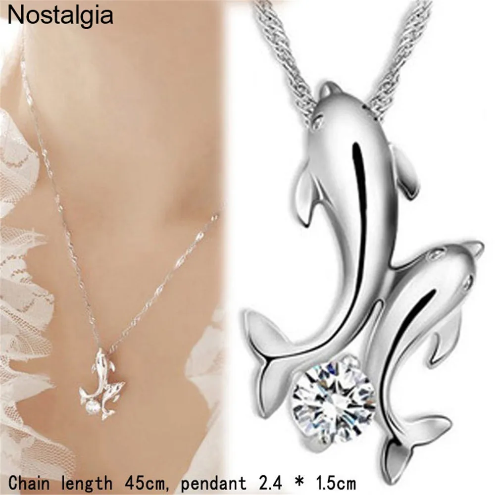 Nostalgia Family Cute 2 Dolphins Pendant Crystal Necklace Nautical Animal Fish Dolphin With 5 Color Rhinestone Jewelry
Nostalgia Family Cute 2 Dolphins Pendant Crystal Necklace Nautical Animal Fish Dolphin With 5 Color Rhinestone Jewelry