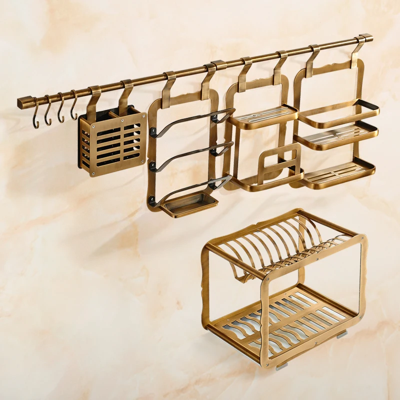 Antique kitchen space aluminum rack wall hanging knife rack seasoning rack pot rack storage rack bathroom accessories LO827402
Antique kitchen space aluminum rack wall hanging knife rack seasoning rack pot rack storage rack bathroom accessories LO827402