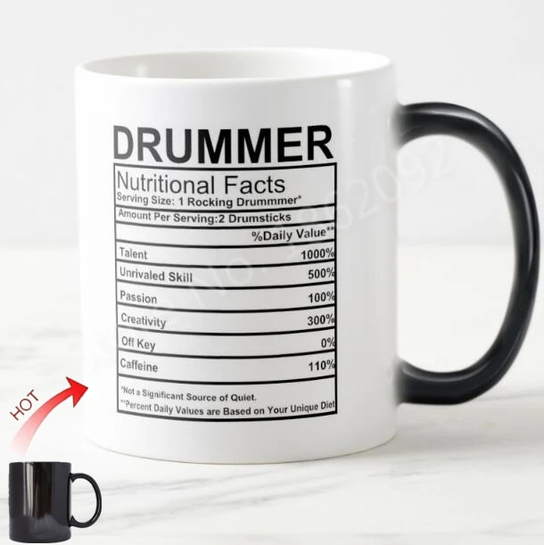 Cool Funny Drummer Gifts Novelty Drummer Nutrition Facts Label Percussion Drum Coffee Mug Tea Cup Color Change Creative Ceramic
Cool Funny Drummer Gifts Novelty Drummer Nutrition Facts Label Percussion Drum Coffee Mug Tea Cup Color Change Creative Ceramic