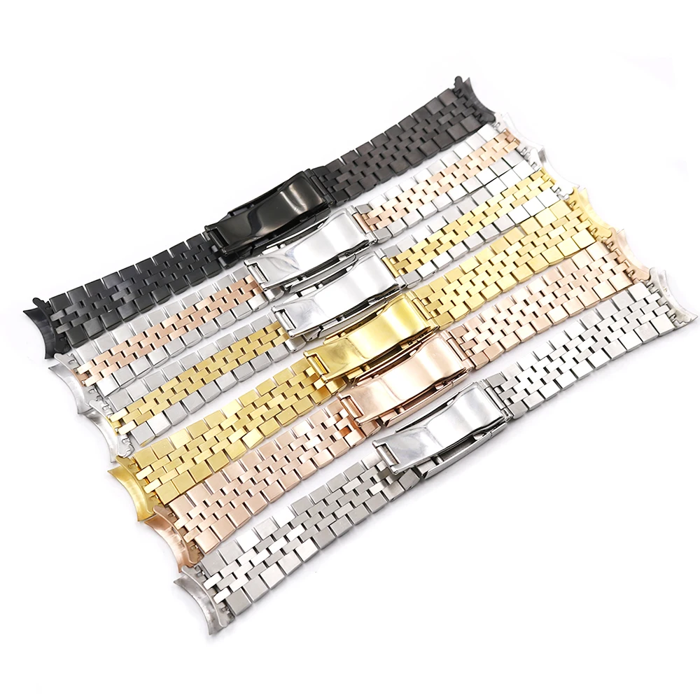 Rolamy 19 20mm Watch Band Strap Stainless Steel For Datejust Hollow Curved End Screw Links Replacement Jubilee Watchband | Наручные часы
