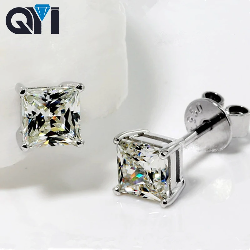 QYI Halo Earring For Women 925 Sterling Silver 4 Prongs Princess Cut Stud Earring Engagement Wedding 
QYI Halo Earring For Women 925 Sterling Silver 4 Prongs Princess Cut Stud Earring Engagement Wedding