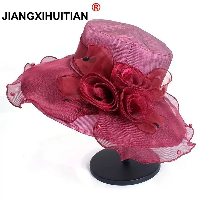 jiangxihuitian 2018 new Summer Hats for Women Church Wedding Wide Brim Foldable Pearls Sun Hat Beach Trilby Cap Sun Derby Hats
jiangxihuitian 2018 new Summer Hats for Women Church Wedding Wide Brim Foldable Pearls Sun Hat Beach Trilby Cap Sun Derby Hats