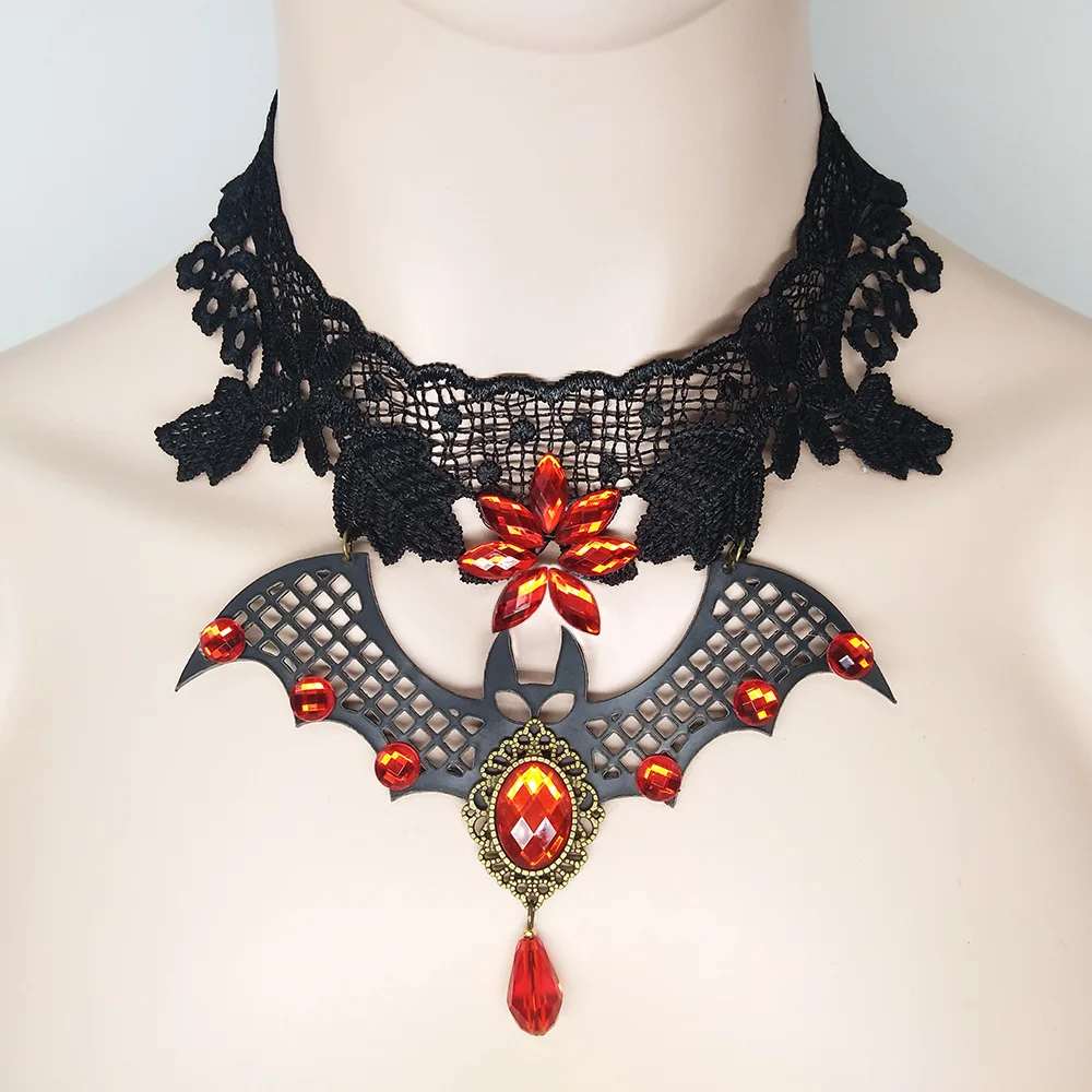 GLHGJP European and American Style Gothic Chokers Necklace Vampire Bat Layered Necklace Trendy Lace Crystal Halloween Jewelry
GLHGJP European and American Style Gothic Chokers Necklace Vampire Bat Layered Necklace Trendy Lace Crystal Halloween Jewelry