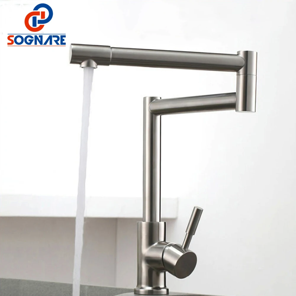 SOGNARE 304 Stainless Steel Lead-free Folding Kitchen Faucet Mixer Cold and Hot Rotatable Single Handle Nickel Kitchen Sink Taps
SOGNARE 304 Stainless Steel Lead-free Folding Kitchen Faucet Mixer Cold and Hot Rotatable Single Handle Nickel Kitchen Sink Taps