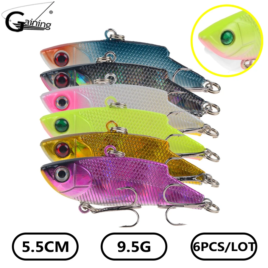 

6pcs/Lot Spinner Bait 9.5g 55mm Hard Fishing Lures Bait Metal Lures Aluminium Alloy VIB Fishing Lures Swimbait