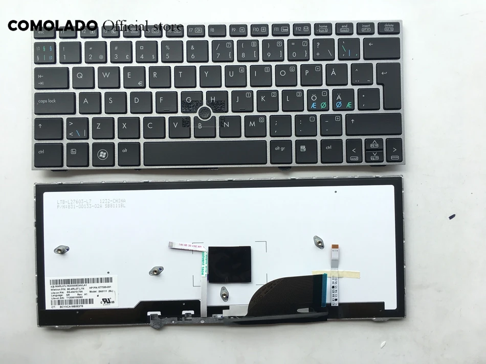 ND Скандинавская Клавиатура для ноутбука HP EliteBook 2170p 2170 с серой рамкой подсветкой