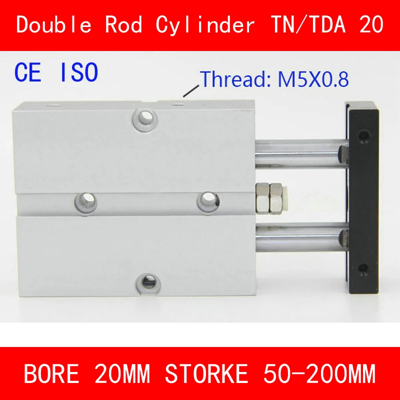 

CE ISO TN20 TDA Twin Spindle Air Cylinder Bore 20mm Stroke 50-200mm Dual Action Air Pneumatic Cylinders Double Action Pneumatic