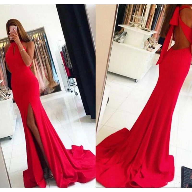 2021 Red Prom Dresses Leg Slits Backless Sweep Train Side High Split Evening Dresses Long Pleats Sexy Back Party Dress
2021 Red Prom Dresses Leg Slits Backless Sweep Train Side High Split Evening Dresses Long Pleats Sexy Back Party Dress