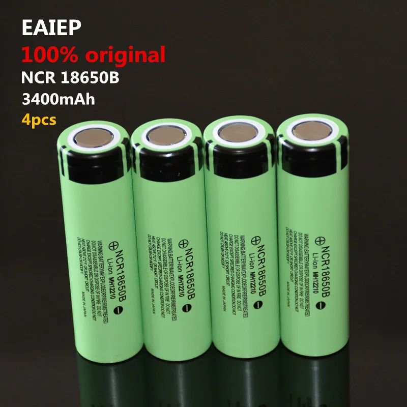 4PCS 100% New Original NCR18650B 3.7 v 3400 mah 18650 Lithium Rechargeable Battery EAIEP Flashlight batteries
4PCS 100% New Original NCR18650B 3.7 v 3400 mah 18650 Lithium Rechargeable Battery EAIEP Flashlight batteries