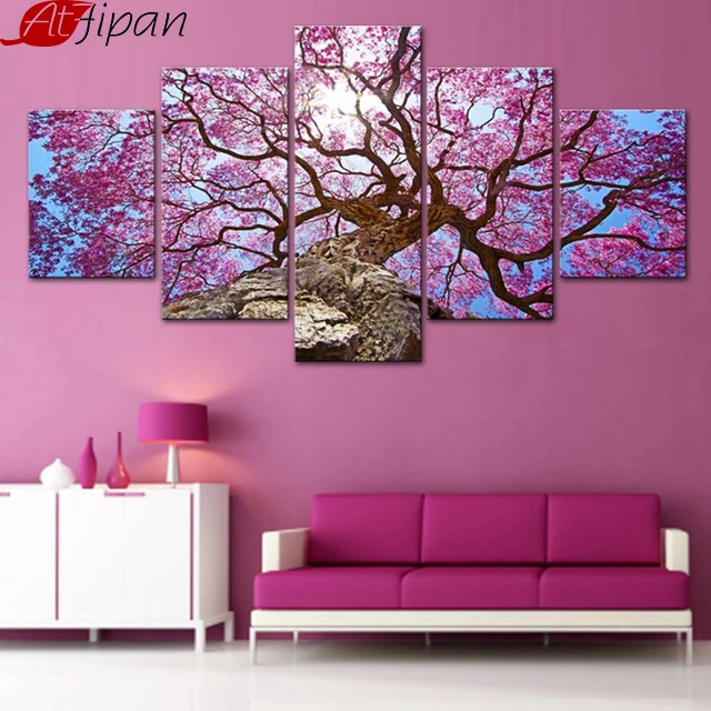 Modern Home Wall Art Decor Framework Pictures 5 Pieces Beautiful Pink Cherry Tree Landscape HD Printed Painting On Canvas Poster
Modern Home Wall Art Decor Framework Pictures 5 Pieces Beautiful Pink Cherry Tree Landscape HD Printed Painting On Canvas Poster