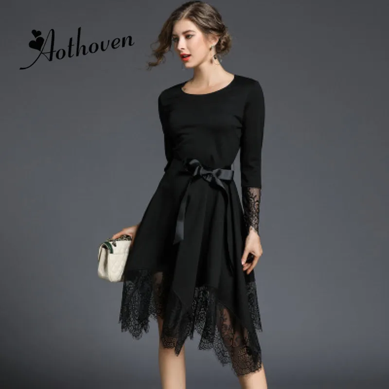 Autumn Black Lace Patchwork Asymmetrical Dresses O Neck Long Sleeve Dress Women Office Bodycon Sexy Party Dress Ladies Vestidos
Autumn Black Lace Patchwork Asymmetrical Dresses O Neck Long Sleeve Dress Women Office Bodycon Sexy Party Dress Ladies Vestidos
