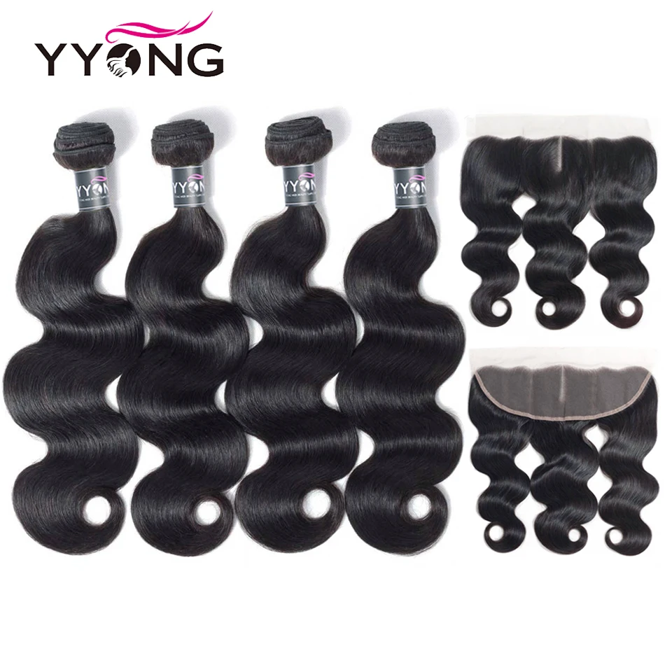 YYong Brazilian Body Wave With Lace Frontal 100% Human Hair 4 Bundles With 13*4 Frontal Closure Free/Middle/Three Part Remy
YYong Brazilian Body Wave With Lace Frontal 100% Human Hair 4 Bundles With 13*4 Frontal Closure Free/Middle/Three Part Remy