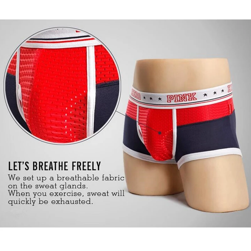 2019 New Men's Underwear Air-permeable Ice Screen Eye Cloth Sports Comfortable Healthy Flat-angle knickers | Мужская одежда