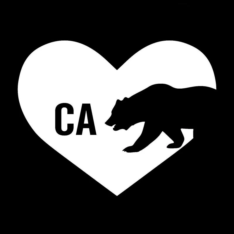 window stickers 12.7CM*9.9CM I LOVE CALIFORNIA State Bear Window Vinyl Decal Sticker Styling Decoration