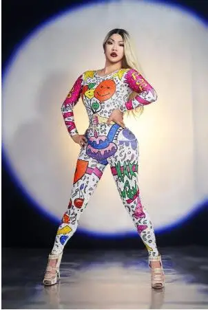 2019 Cartoon Doodle Jumpsuit Outfit Female Singer Performance Party Wear Dance Stage Costume Bodysuit Prom Show Leggings
2019 Cartoon Doodle Jumpsuit Outfit Female Singer Performance Party Wear Dance Stage Costume Bodysuit Prom Show Leggings