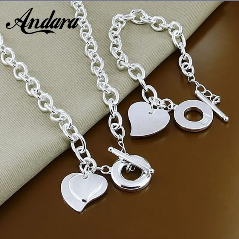 Classic Style Silver Color Jewelry Sets Forever Heart Pendant Necklace Bracelet OT Buckle Party Jewelry E275
Classic Style Silver Color Jewelry Sets Forever Heart Pendant Necklace Bracelet OT Buckle Party Jewelry E275