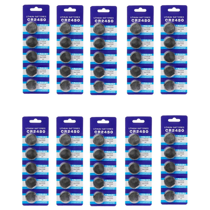 Lot 50pcs CR2450 DL2450 BR2450 LM2450 5029LC KCR2450 3V Lithium Battery Button Coin Cell Batteries For Camera Watch Toys Remote
Lot 50pcs CR2450 DL2450 BR2450 LM2450 5029LC KCR2450 3V Lithium Battery Button Coin Cell Batteries For Camera Watch Toys Remote