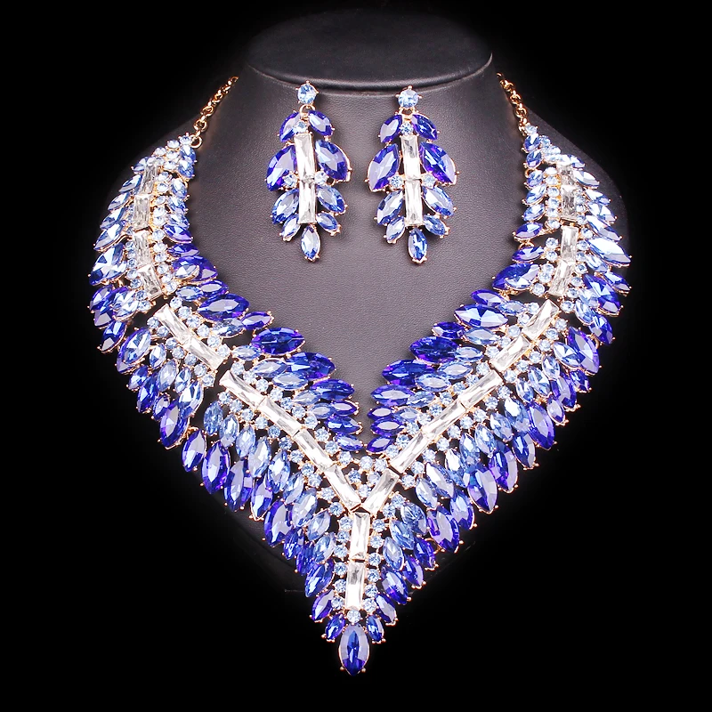 Big Crystal Bridal Jewelry Sets Wedding Party Costume Accessory Indian Necklace Earrings for bride Gorgeous jewellery sets Women
Big Crystal Bridal Jewelry Sets Wedding Party Costume Accessory Indian Necklace Earrings for bride Gorgeous jewellery sets Women