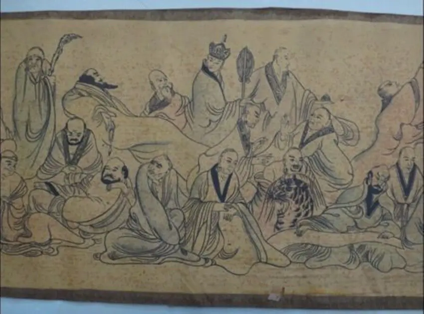 Exquisite old Chinese silk paper Painting Scroll Of Hundred Buddha
