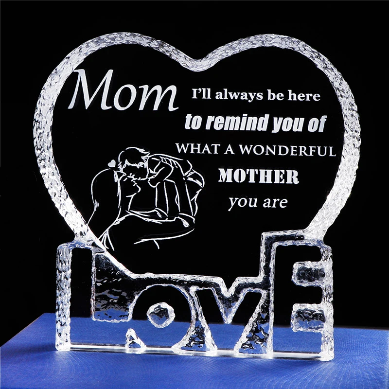 

Gift for Mom Crystal Love Heart Present for Mother Laser Engraved Mom Gift From Daughter Keepsake Mother's Day Gift BirthdayGift