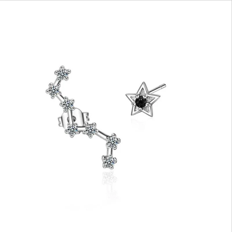 TJP Trendy Silver Plated Earrings For Women Jewelry Personality Crystal Star Asymmetry Female Stud Earrings For Lady Bijou
TJP Trendy Silver Plated Earrings For Women Jewelry Personality Crystal Star Asymmetry Female Stud Earrings For Lady Bijou