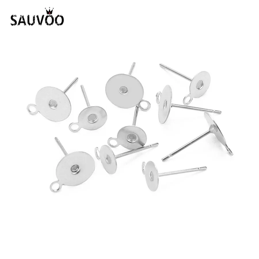 SAUVOO 100Pcs/lot Stainless Steel Earring Jewelry Findings Blank Earrings Base Fit 6 8 10mm Cabochon Earrings Settings Findings
SAUVOO 100Pcs/lot Stainless Steel Earring Jewelry Findings Blank Earrings Base Fit 6 8 10mm Cabochon Earrings Settings Findings