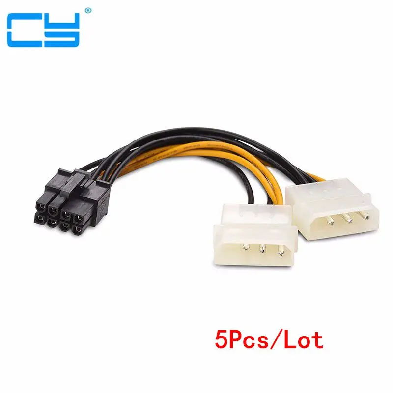 Кабель питания для видеокарты Molex IDE PCI-E адаптер с 8-контактным разъемом типа Male-Dual