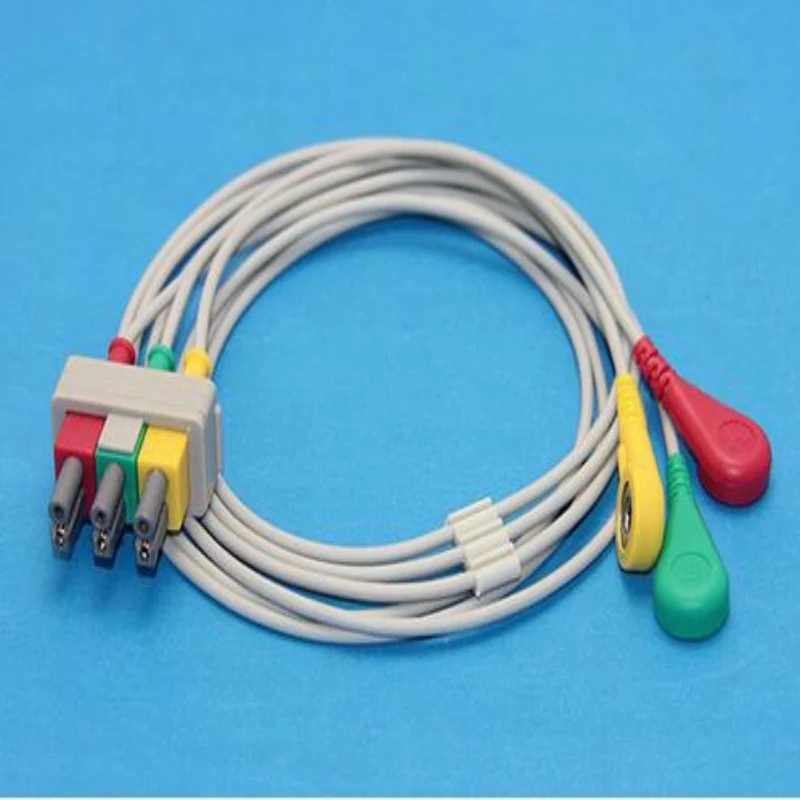

Compatible For Philips-HP MP20/30/40 43100A,,43120A,43200A ECG 3 Leadwires Snap End ECG Trunk Cable Medical Wire Cables IEC