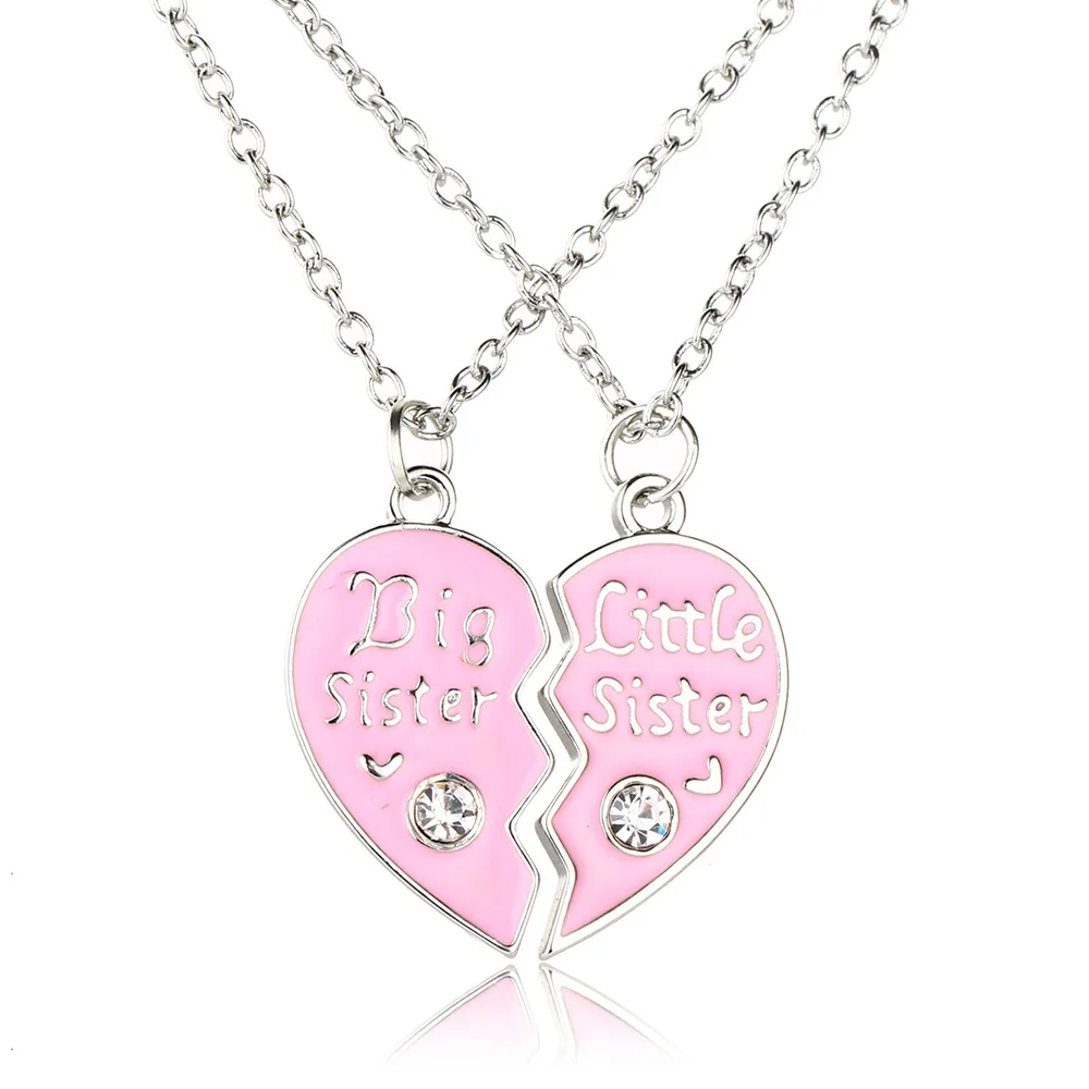 Hainon Fashion 2 pcs/set "Big&Little sister" Pink Heart shaped Zircon Pendant Necklaces Sister Chains Best Friends Forever Gift
Hainon Fashion 2 pcs/set "Big&Little sister" Pink Heart shaped Zircon Pendant Necklaces Sister Chains Best Friends Forever Gift