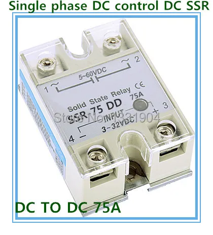 Free shipping 10pcs/lot Single phase solid state relay DC control DC SSR-75DD 75A SSR relay input 5-60V DC output 3-32V DC
Free shipping 10pcs/lot Single phase solid state relay DC control DC SSR-75DD 75A SSR relay input 5-60V DC output 3-32V DC