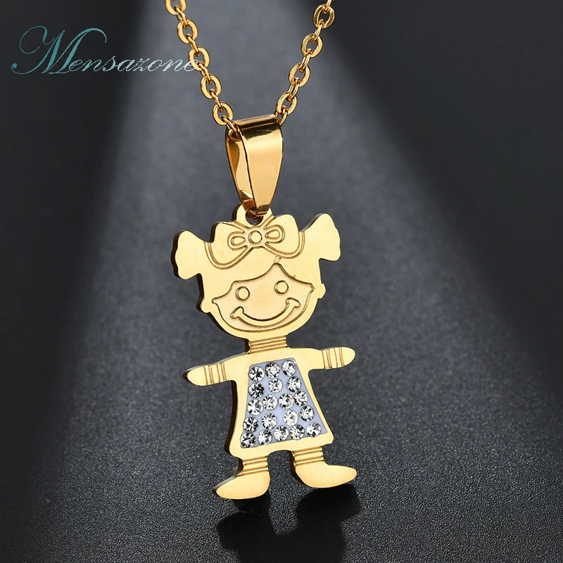 Ожерелье для маленьких девочек из нержавеющей стали с фианитом|necklace a|girls necklacependant