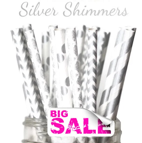 100 Pcs Mix Colors SILVER SHIMMERS Party Paper Straws,Metallic Silver Stripe,Polka Dot,Chevron,Damask,Holiday,Wedding,Christmas
100 Pcs Mix Colors SILVER SHIMMERS Party Paper Straws,Metallic Silver Stripe,Polka Dot,Chevron,Damask,Holiday,Wedding,Christmas