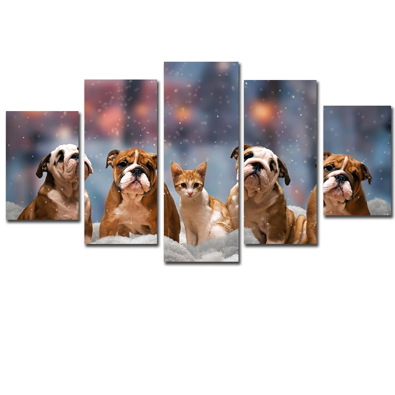 Cute Dog And Cat Paintings For Living Room Wall Animal Canvas Painting 5 Panel Decorative Pictures Canvas Art
Cute Dog And Cat Paintings For Living Room Wall Animal Canvas Painting 5 Panel Decorative Pictures Canvas Art