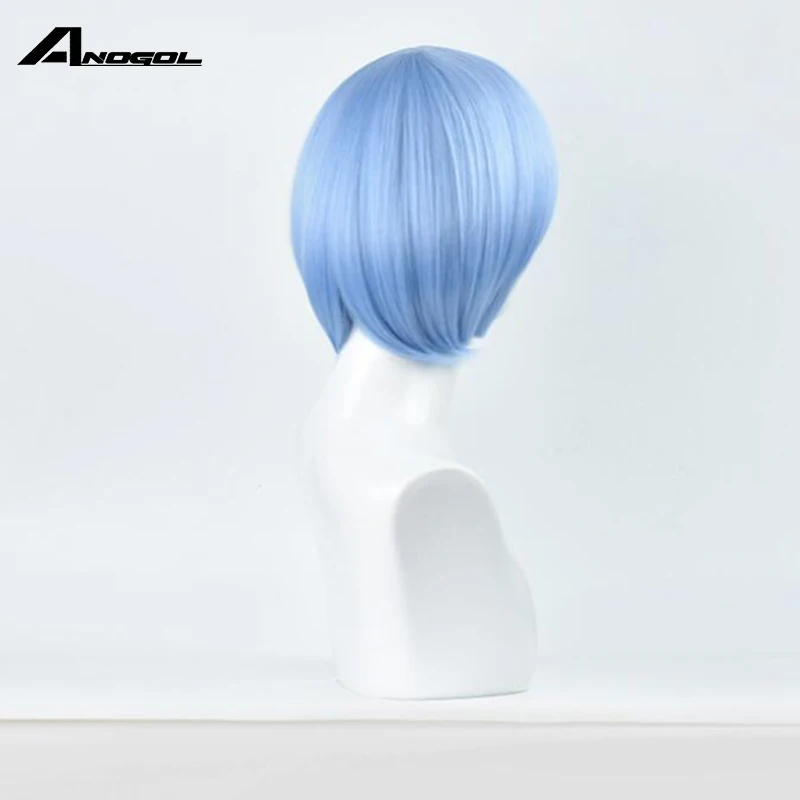 Anogol Re:Zero Starting Life in Another World Rem Old Short Straight Blue Synthetic Lace Front Wig For Halloween Costume Party | Шиньоны и