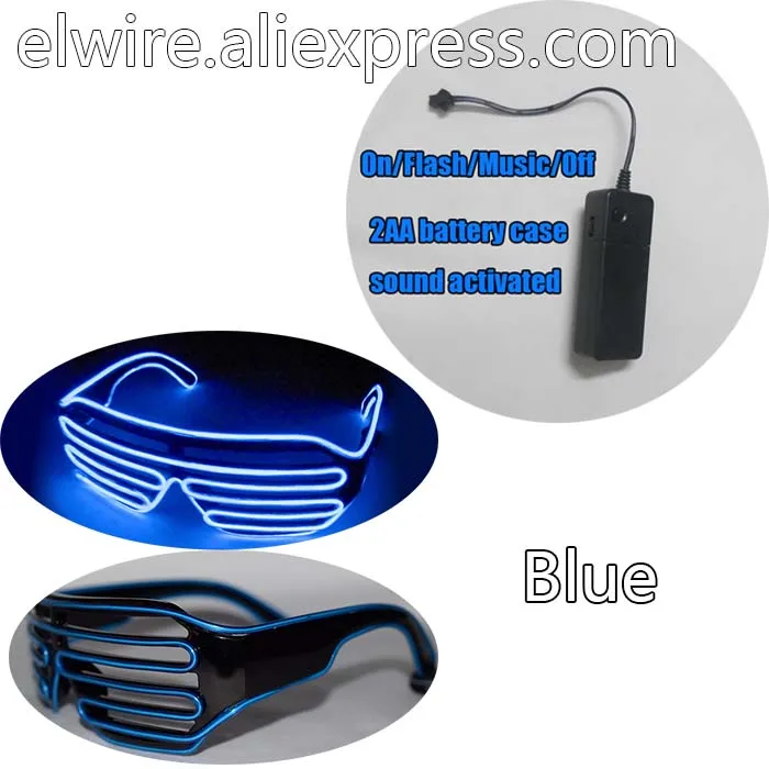 Круто! Синий Звук Активированный El провод свечение затвор свет тени очки EDM EDC Rave Party Bar DJ солнцезащитные очки Музыкальная Коробка 
Круто! Синий Звук Активированный El провод свечение затвор свет тени очки EDM EDC Rave Party Bar DJ солнцезащитные очки Музыкальная Коробка