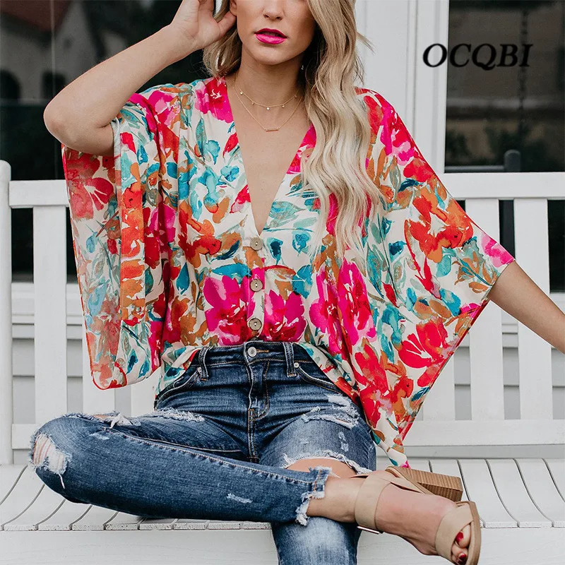 2019 Womens Summer Top Blouses Bohemian Vintage Casual Sexy Print Shirt Chiffon Korean Fashion Clothing
2019 Womens Summer Top Blouses Bohemian Vintage Casual Sexy Print Shirt Chiffon Korean Fashion Clothing