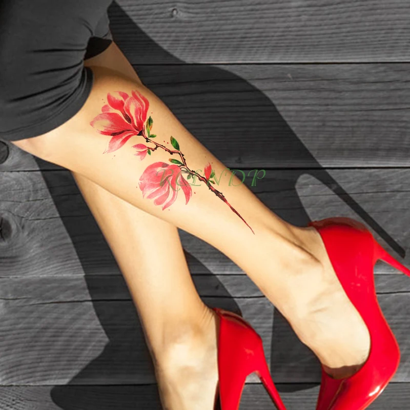 

Waterproof Temporary Tattoo Sticker Watercolor Lotus Flower Fake Tatto Flash Tatoo Hand Arm Foot Back Tato for Girl Women