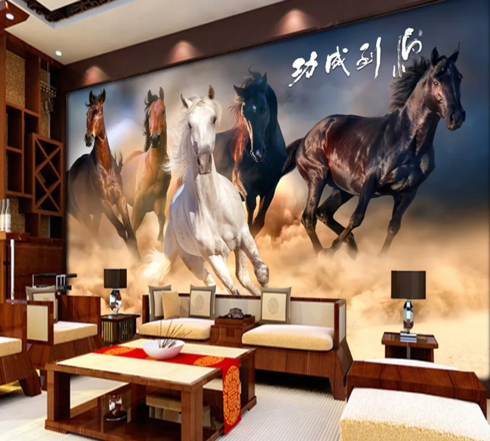 Free Shipping Horse To Success Pentium TV Background Wall Decoration Painting Custom 3d Office Conference Room Wallpaper | Обустройство