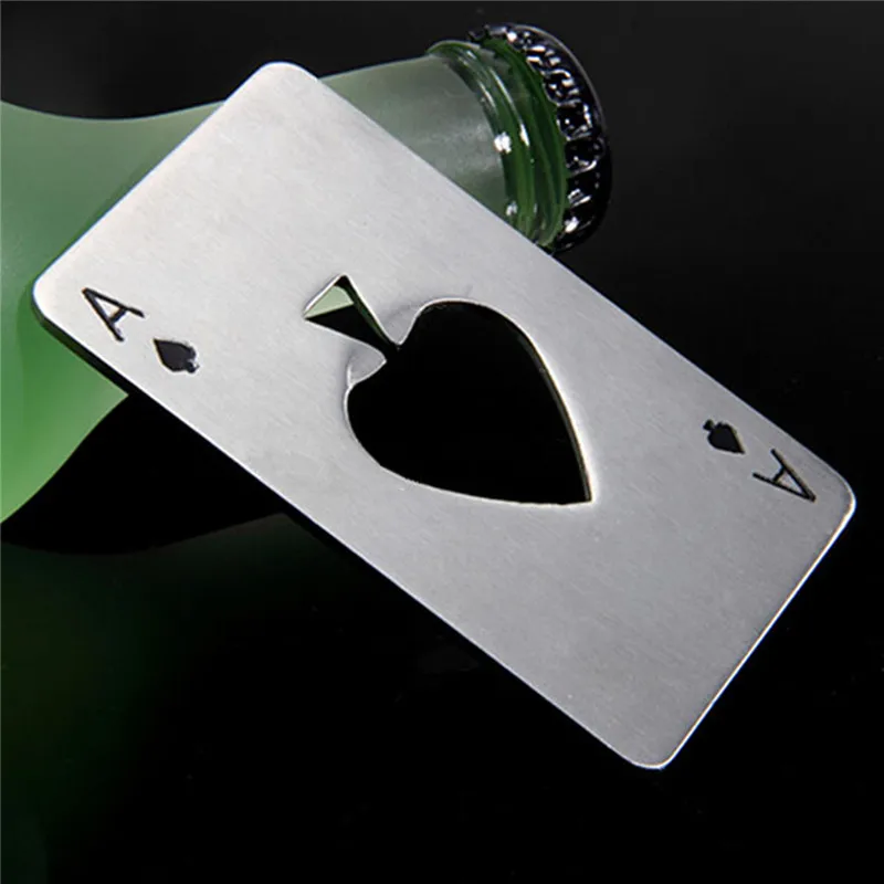 1 шт. открывалка для бутылок в форме Покера из нержавеющей стали размер кредитной