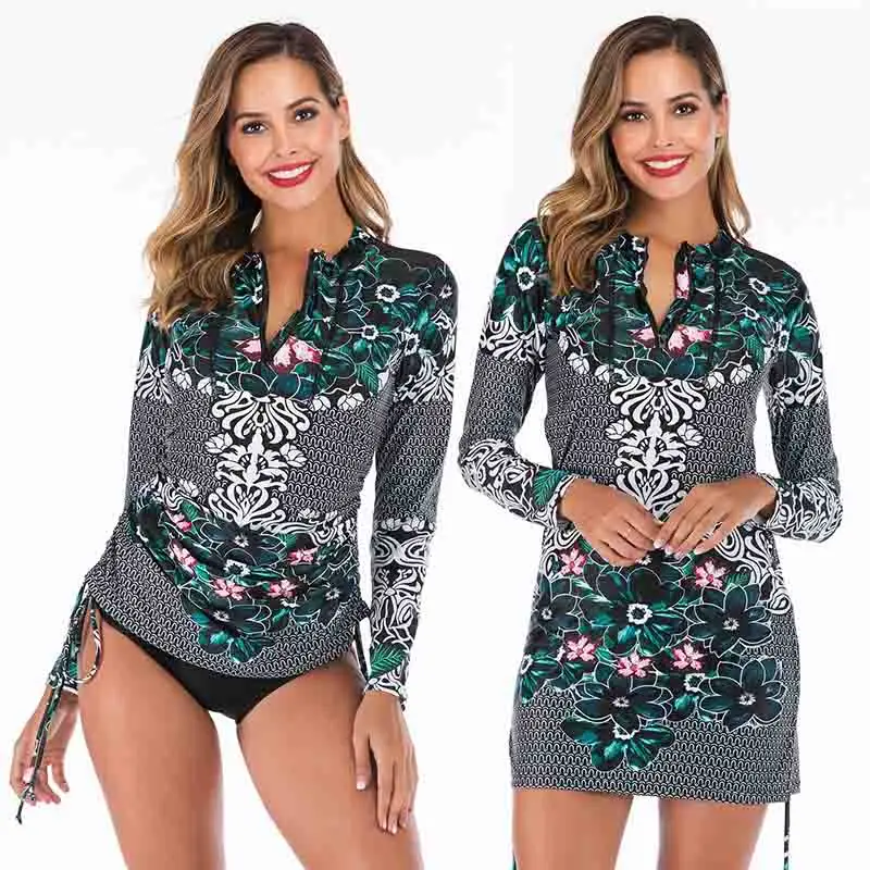 Купальный костюм с длинным рукавом Rashguard танкини женская тонкая одежда для