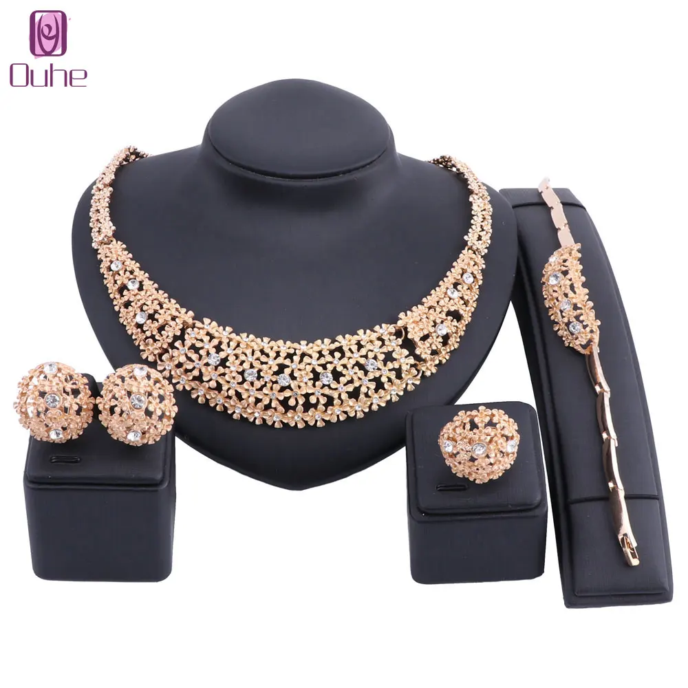 Wedding Bridal Accessories Gold Color Crystal Necklace Earrings Ring Bangle Women Gift Party Luxury Jewelry Sets
Wedding Bridal Accessories Gold Color Crystal Necklace Earrings Ring Bangle Women Gift Party Luxury Jewelry Sets