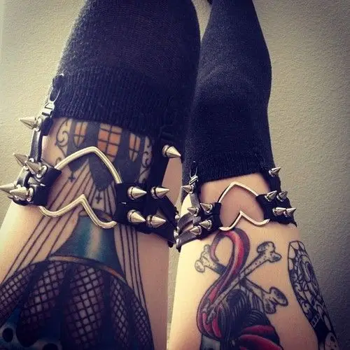 

2014 Newest Sexy Studded Heart Garter Rivet Punk Goth Harajuku Handmade Garter Belt Leg Ring for women gift