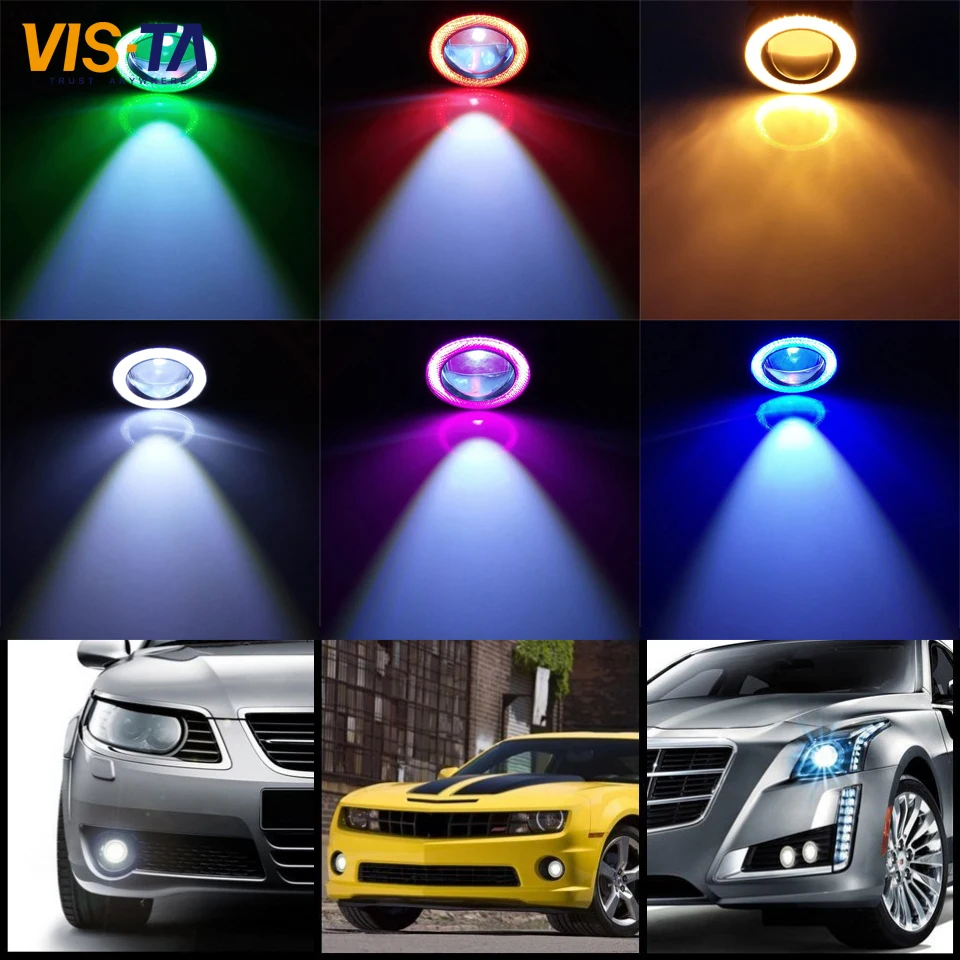 

Hot Sale Car Fog Lamps Assembly with 30W High Quality COB LED Lens Angel Eyes Fog Lights Refitting Fisheye Lens Fog Lamps